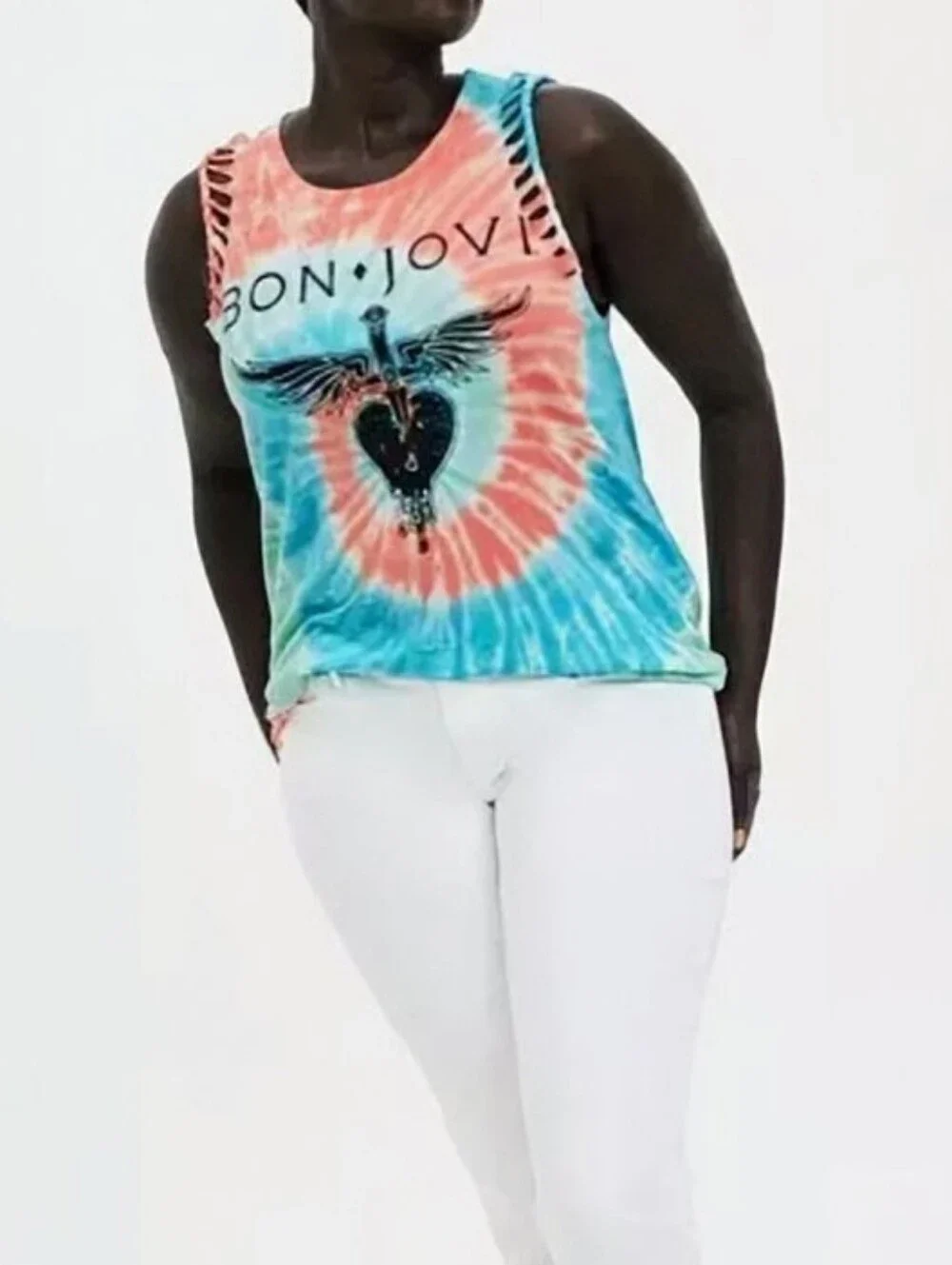 Torrid, Vinyl Icons-Bon Jovi, Classic Fit Slash Tank, Tie Dye, Size 4 - Picture 4 of 11